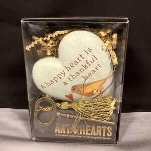 NEW DEMODACO ART HEARTS / A HAPPY HEART W/KEY- ORNAMENT OR DISPLAY
